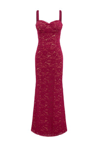 HAILEE LACE CORSET MAXI DRESS - WINE