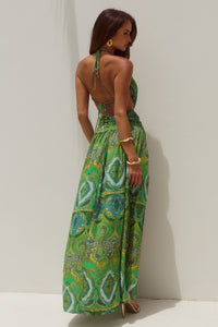 FONTANA DEEP PLUNGE MAXI DRESS - INDIANA GREEN