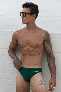 FRANCO PRINTED RACER SWIM BRIEF - FOREST GREEN/CASA PRINT