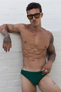 FRANCO PRINTED RACER SWIM BRIEF - FOREST GREEN/CASA PRINT