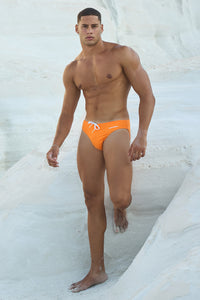 FRANCO PRINTED RACER SWIM BRIEF - ORANGE/CASA PRINT