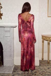 FREESIA LONG SLEEVE MAXI DRESS - QUINN CHERRY