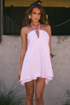 FREYA FLOWY HALTER MINI DRESS - PETAL