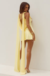 GABRIELLA COWL MINI DRESS - LEMON