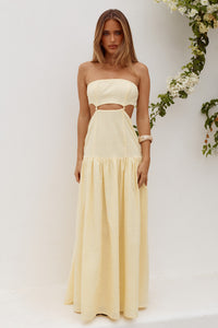 GAIA STRAPLESS CUTOUT MAXI DRESS - BUTTER