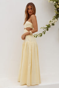 GAIA STRAPLESS CUTOUT MAXI DRESS - BUTTER