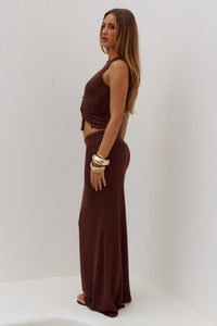 GEMINI FISHTAIL MAXI SKIRT - CHOCOLATE