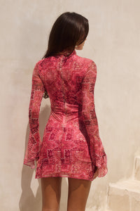 GENELLE SLEEVED MINI DRESS - GAIA PINK
