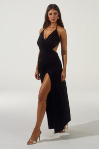 GENIA CROSS FRONT MAXI DRESS - BLACK