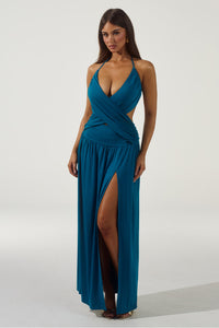 GENIA CROSS FRONT MAXI DRESS - OCEAN