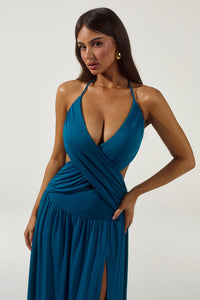 GENIA CROSS FRONT MAXI DRESS - OCEAN