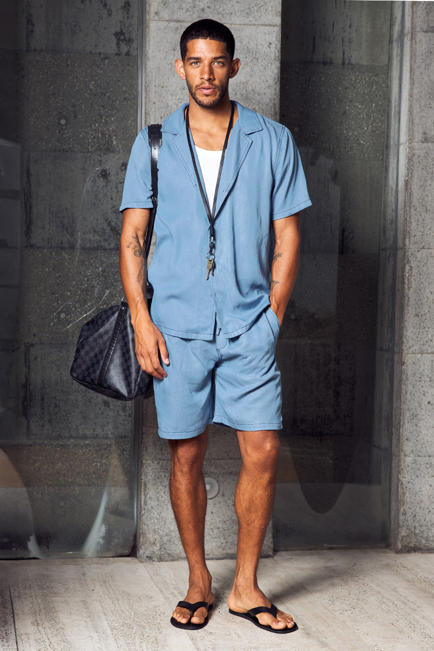 GIORGIO DRAWSTRING SHORTS - LIGHT BLUE