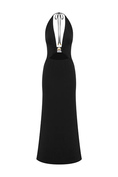 HALSTON MAXI DRESS - BLACK