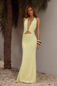 HALSTON MAXI DRESS - LEMON