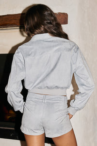 HARPA SUEDE BOMBER JACKET - BABY BLUE
