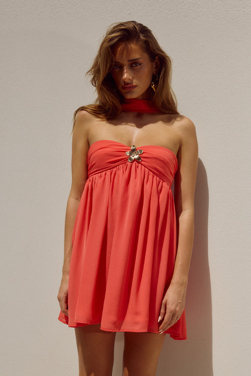 HAVEN MINI DRESS - CORAL