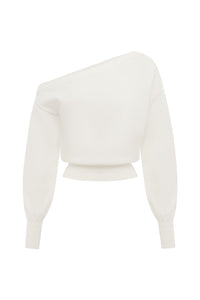 HEATHER OFF SHOULDER KNIT TOP - CREAM