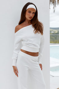 HEATHER OFF SHOULDER KNIT TOP - CREAM