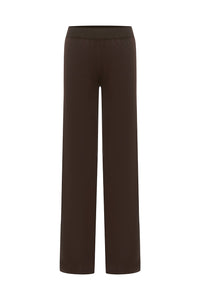 HEATHER WIDE LEG KNIT PANT - CHOCOLATE