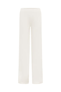 HEATHER WIDE LEG KNIT PANT - CREAM