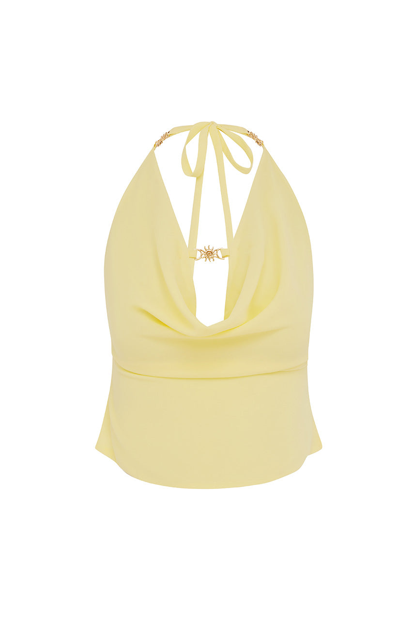 HELENA HALTER DEEP PLUNGE COWL TOP - MANGO