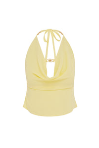 HELENA HALTER DEEP PLUNGE COWL TOP - MANGO