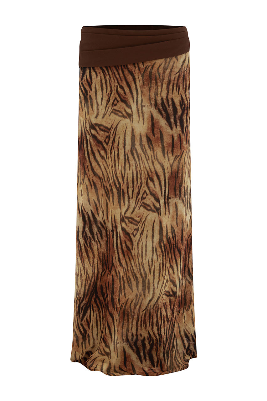 HELENA LOW WAIST MAXI SKIRT - TIGRESS BROWN