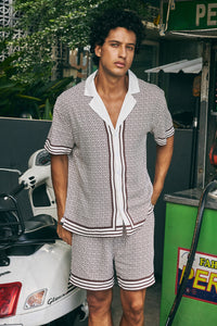 HENRY SHORT SLEEVE SHIRT - CHOCOLATE GEO