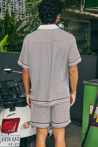 HENRY SHORT SLEEVE SHIRT - CHOCOLATE GEO