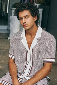 HENRY SHORT SLEEVE SHIRT - CHOCOLATE GEO