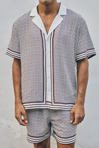 HENRY SHORT SLEEVE SHIRT - CHOCOLATE GEO