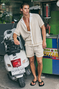 HENRY SHORT SLEEVE SHIRT - SAND GEO