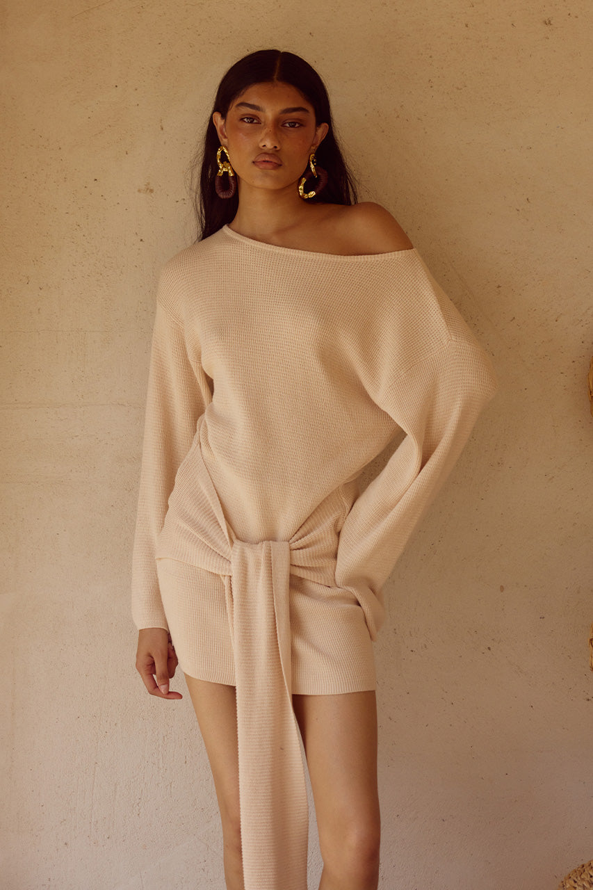 HIMARI KNIT MINI DRESS - SAND