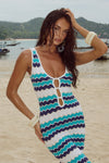 HUBERT MIDI DRESS - BLUE MULTI