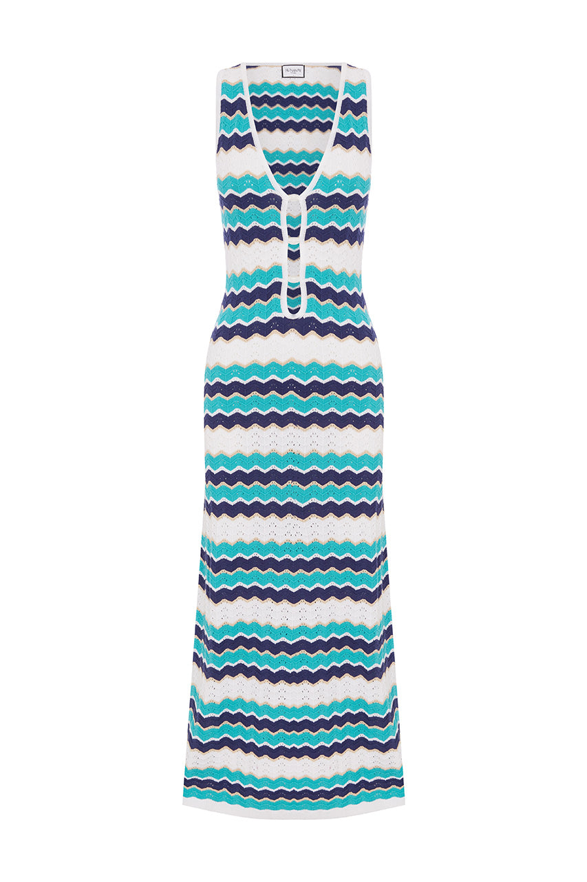 HUBERT MIDI DRESS - BLUE MULTI