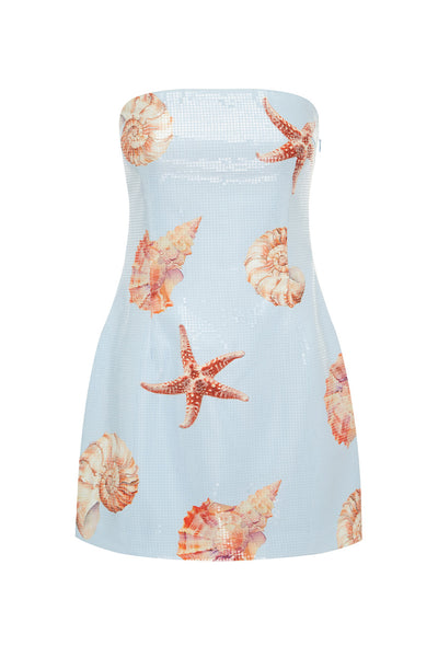 IBIZA MINI DRESS - ICE BLUE SEASHELL