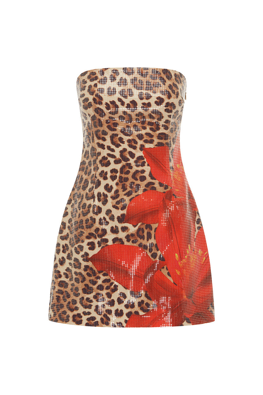 IBIZA MINI DRESS - LEOPARD FLORAL