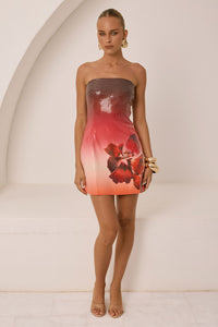 IBIZA STRAPLESS SEQUIN MINI DRESS - RUBY FLOWER