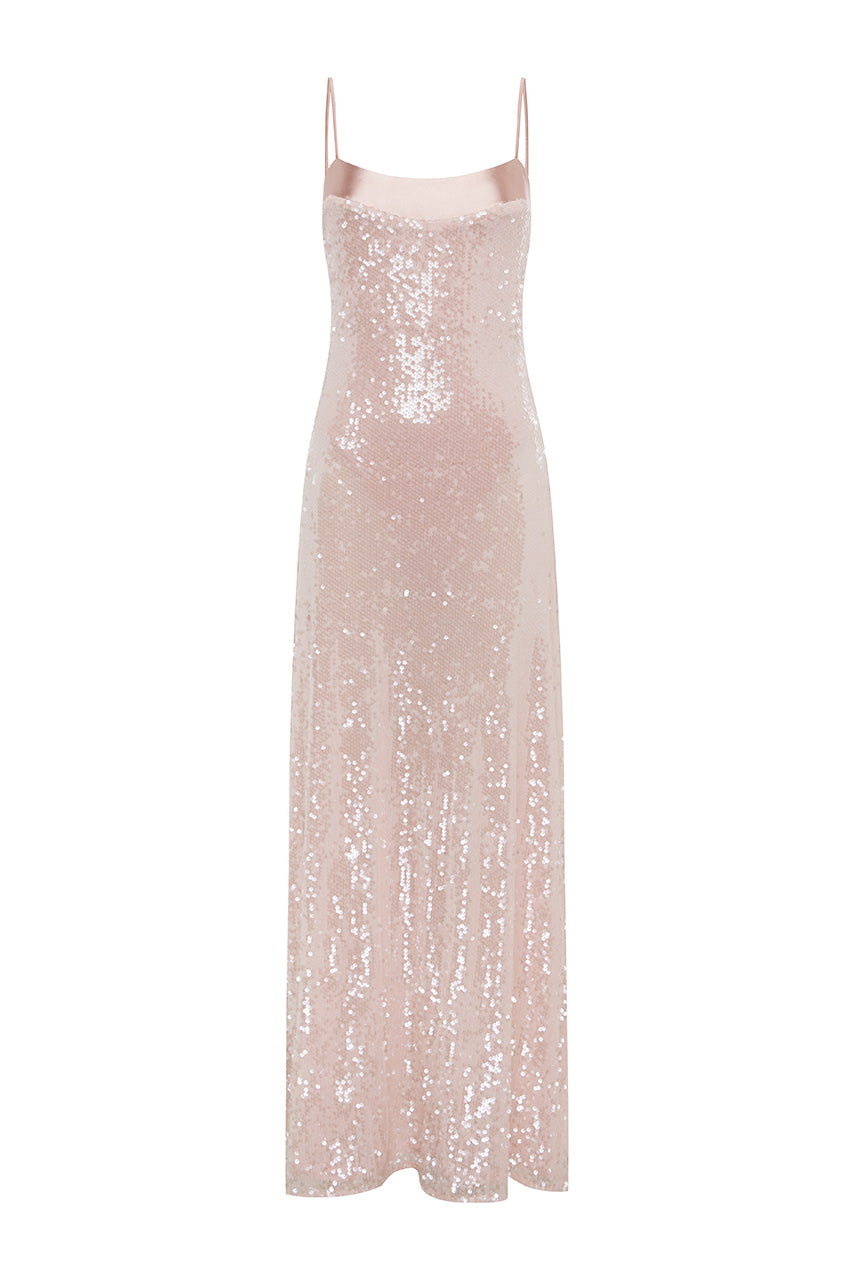 ILLIANA SEQUIN BODYSUIT MAXI DRESS - ROSE