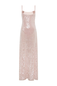 ILLIANA SEQUIN BODYSUIT MAXI DRESS - ROSE