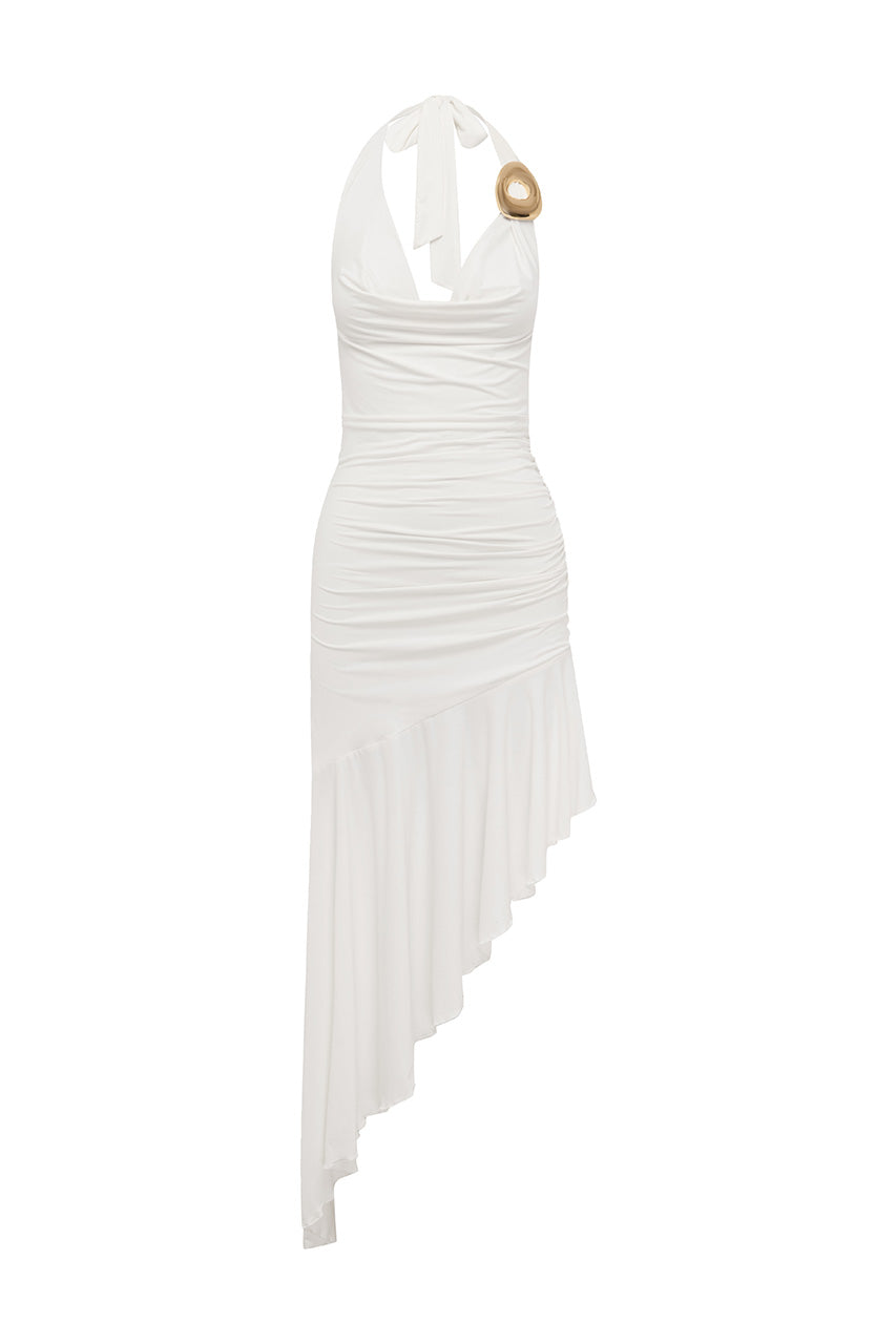 INDIANA ASYMMETRICAL MAXI DRESS - WHITE