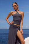 INDIANA KEYHOLE HALTER TOP - SLATE