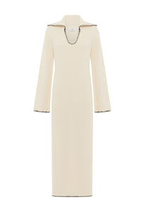 IVANA SLEEVED KNIT MAXI DRESS - CREAM