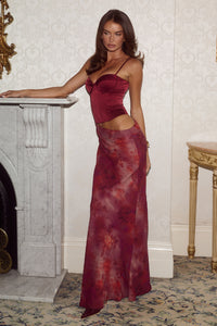 JACINTA BUSTIER CUT OUT MAXI DRESS - QUINN CHERRY