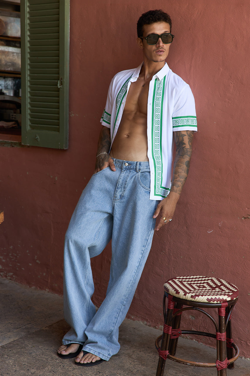 JACOB SHIRT - WHITE/GREEN
