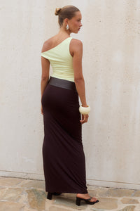 JACQUELYN TWISTED OFF SHOULDER TOP - PISTACHIO