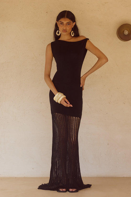 JACQUES KNIT MAXI DRESS - BLACK