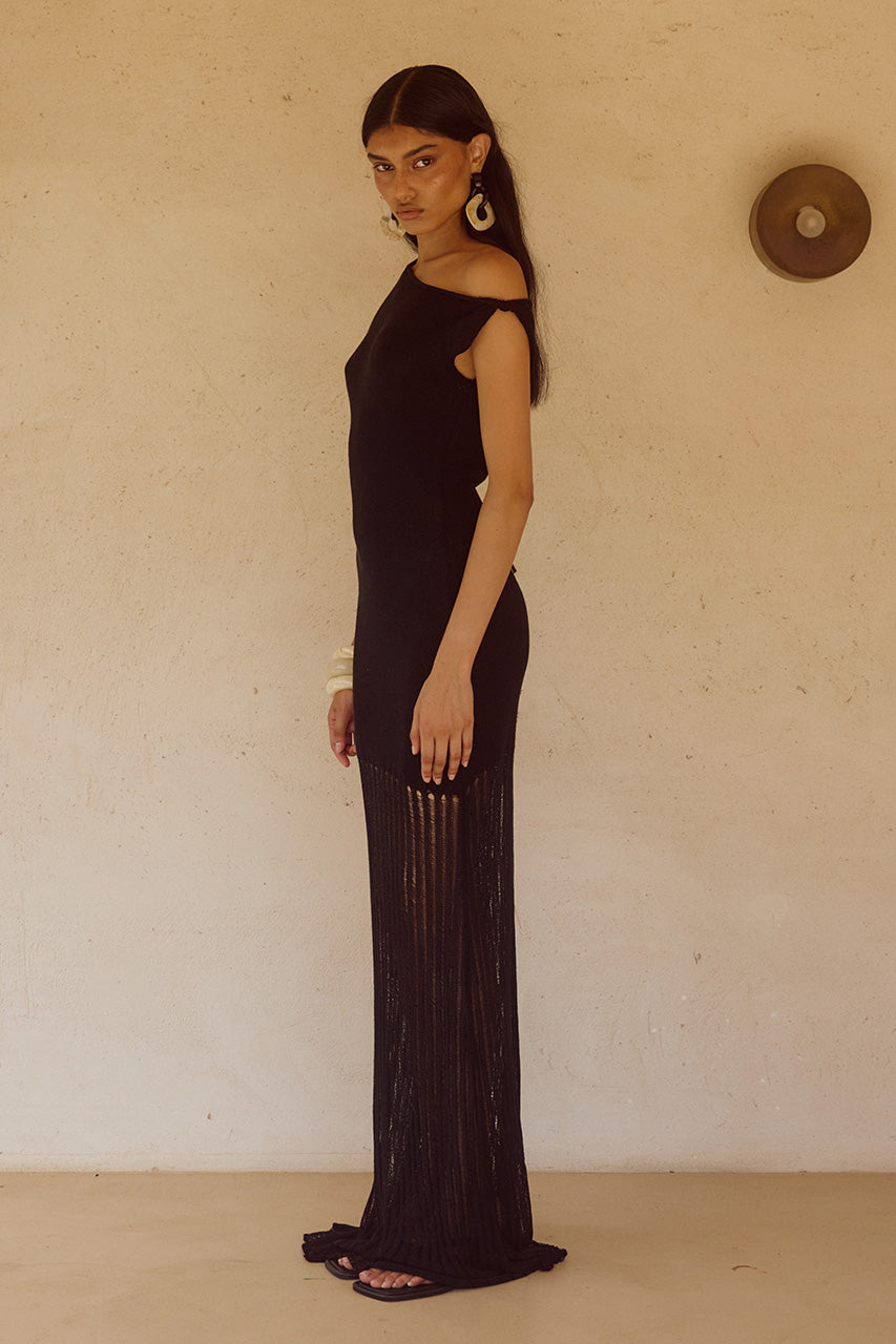 JACQUES KNIT MAXI DRESS - BLACK