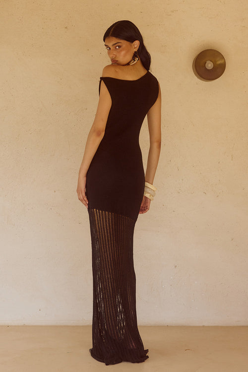 JACQUES KNIT MAXI DRESS - CHOCOLATE
