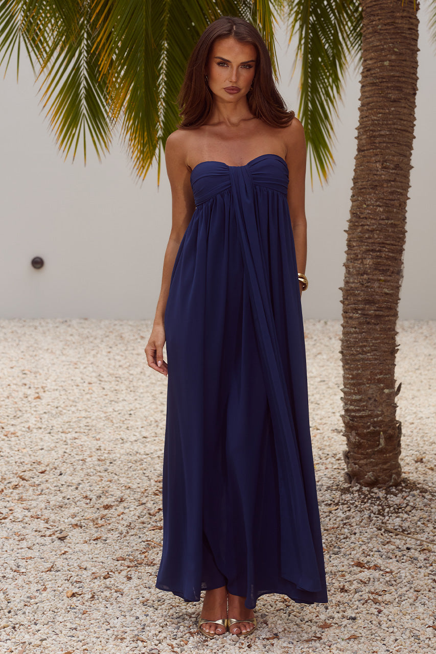 JAIYAH STRAPLESS MAXI DRESS - NAVY